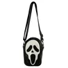 Messenger Bag Funny Ghost Skeleton Shoulder Bags PU Leather Mobile Phone Satchel