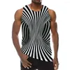 Débardeurs pour hommes abstrait noir haut impression 3D plage Texture Gym sans manches motif graphique gilet