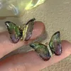 Stud Earrings Light Luxury Style Resin Butterfly For Women Girls Korean Forest Shiny Wedding Gifts 2023