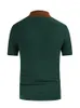 Polos pour hommes Chemises pour hommes Casual Élégant Été Rayé Revers Manches Courtes Tricot Botton Down Shirt