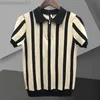 T-shirt da uomo 2023 a righe a contrasto Polo da uomo con risvolto sottile casual Camicia da uomo Summer Zipper T-shirt con risvolto in maglia Polo Mannen Polo Camisa Hombre L230713