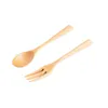 Flatware Sets Creative Spoon And Fork Set Two Piece Portable Travel Wooden Tableware Retro Camping Style Lunch Storage