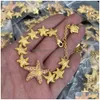 Bracelet Earrings Necklace Fashion Designed Necklaces Bracelet Earring Starfish Pendant Sea Travel Holiday Style Banshee Medusa H Dhfcd
