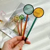 Dinnerware Sets Lovely Candy Series Spoon Set Colored High Borosilicate Glass Kit Coffee Stirring Home Soup Desser Serving Scoop