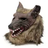 Party Masks Halloween Latex Rubber Wolf Head Hair Mask Werewolf Gloves Costume Scary Decor 230713