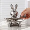 Decorative Objects Figurines Resin Electroplated Astronaut Rabbit Tray for Decorative Objects of Indoor Office Desktop Storage Containers 230714