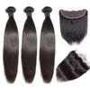 3Pcs Rechte 11A 100% Virgin Human Hair Bundels plus transparante 13x4 Frontale Zijde Onverwerkte Human Hair Extensions Indiase Maleisische Cambodjaanse Braziliaanse