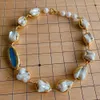 Pendant Necklaces YYGEM 22x31mm Natural White Shell Baroque Beads 20x48mm Blue Kyanite Necklace 20" Jewelry 230714