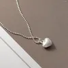 Chains Female Silver 925 Stereoscopic Heart Frosting Pendant Necklace Minimalist Fashion For Women Jewelry Girt Gir