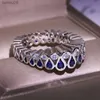 Nouveau Vintage Rond Naturel Bleu Pierre S925 Bague En Argent Sterling pour Femmes Beaux Bijoux Cadeaux D'anniversaire En Gros Drop Shipping L230704