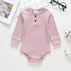 Katoen Rompertjes Onesies Voor Baby Meisjes Jongens Kleding Grijs Zwart Roze Wit Vier Kleuren Bodysuit Lange Mouw Jumpsuits Kinderkleding