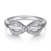 حلقات الكتلة S925 Sterling Silver Diamond Band Band Row Infinity Ring