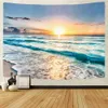 Tapestries Beach sunrise home decoration tapestry psychedelic scene wall hanging Bohemian Hippie sheet beach mat yoga mat R230713