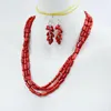 Necklace Earrings Set 4-5MM Natural Irregular Sea Bamboo Coral Necklace/earring Set. European Fashion Bride Jewelry 20"