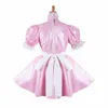 Vestido de empregada maricas de couro pérola rosa fantasia cosplay 280g