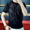 T-shirt da uomo con strass Casual O-Collo T-shirt Homme Diamond Tassel Tshirt Manica corta Streetwear Uomo T-shirt di alta qualità Camisetas Hombre