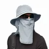 Chapeaux à large bord Seau Été Séchage rapide Boonie Hommes Femmes Chapeau Masque facial extérieur Protection solaire Panama Cap pour la pêche Chasse 230713