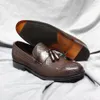 Herren Quaste 4825 Slaafers handgefertigtes echtes Leder bequemer Slip auf Hochzeitsfeier -Bürokleid für Männer lässige Schuhe