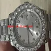 Luxusuhren Edelstahl Herren 36mm 18K Weiß Größeres Diamant-Zifferblatt Lünette Automatische Herrenuhr Armbanduhr2826