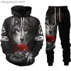 Survêtements pour hommes Wolf 3d Sweat à capuche imprimé Pantalons Costumes Hommes Survêtement Automne Hiver Casual Sweashirt Pull Homme Ensemble De Mode Vêtements Pour Hommes Costume T230714