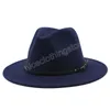 Män kvinnor bred grim ull filt fedora panama hatt med bältesspänne jazz trilby cap party formell topp hatt i stor storlek 56-58 cm