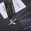 Pendant Necklaces Glow In The Dark Series Pass Diamond Tester Moissanite Dagger Wing Pendant Iced Out Men's Hip Hop Jewelry Charm Necklace