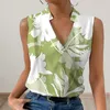 Women's Blouses Women Shirt V-Neck Sleeveless Exquisite Pattern Lady Breathable Elegant Floral Print Blouse Summer Top