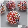 Dekompresja samochodu z zabawkowym DVR 5 0 cm Colorf Mesh Squishy Grape Ball Fidget Anti Venting Balls Ściśnij zabawki niepokój Dhwa0