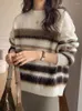Pulls pour femmes rayé pull tricoté Style coréen à manches longues haut pull femme ample automne hiver pulls femmes vêtements