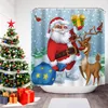 Rideaux de Douche Joyeux Noël Arbres Bonhomme de Neige Père Noël Flocon de Neige Rideaux de Douche Rideau de Salle de Bain Frabic Polyester Rideau de Bain imperméable