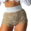 Pantaloncini da donna estivi da donna Plus Size Bar Party Pantaloni da corsa sportivi larghi corti con paillettes sottili a vita alta