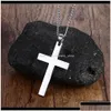 Pendant Necklaces Fashion Stainless Steel Necklace For Men Women Gold Sier Black Link Chain Jesus Cross Prayer Jewelry Cefdh Zi6Pf D Dhtue