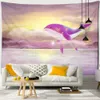 Arazzi Arazzo con balena oceanica dipinto a mano appeso a parete Fantasy Cartoon Kawaii Tapiz Hippie Kids Room Art Decor