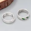 Bagues en grappe Bague en argent sterling 999 Drop Glue Craft Ginkgo Tree Leaf Retro Open Index Finger