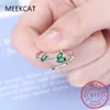 Luxueux New Fine Jewelry Ring Real 925 Sterling Silver Leaves Emerald Green Slub Open Rings Pour Femmes Anillos BC040 L230704