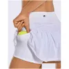 Faldas Lu-07 Tenis Falda de yoga plisada Ropa de gimnasia Mujeres Correr Fitness Golf Shorts Deportes Cintura trasera Bolsillo Cremallera S Sunsn Design Dhkqs