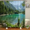 Dusch Forest Natural Landskap Dusch Landscape 3D Print Bath Curtain Polyester Washable Fabric Home Decor Screen Bao