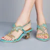 Donne sandalo Crystal Design Sandals Ladies Sexy Shiny Slip Lething Shoe Spesse tacchi alti X0025 230713 370