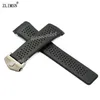 Titta på Band Zlimsn Sport Watch Bands 22mm 24mm Watchbands Black Diving Silicone Rubber Holes Watch Band Rand Black Golden Watchban266a