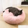 Kennels Pens Fluffy Cat Dog Litter Plush Soft Cotton Round Bed Warm Pad Pet Nest Cushion Comforable Slee Supplies Drop Delivery Ho Dhc6U