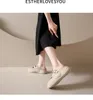 Leather Baotou Woman's Summer Sandals Hollow Out Casual Thick Bottom Non Slip Breathable Outdoor Fashion Beach Slippers 89209 door pers