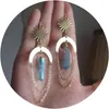 Kolczyki Dangle Design Bohemian Ręcznie robiony naturalny kryształowy obręcz dla kobiet Sun Moon Chakra Healing Energy Biżuteria