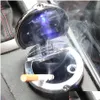 Ashtrays Large Capacity Gold Sier Car-Styling Storage Led Portable Car Ashtray Truck Cigarette Dh0970 Drop Delivery Home Garden Hous Dhvu5