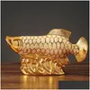 Dekorative Objekte Figuren Europäisches Dekor Kunsthandwerk Keramik Kreative Raumdekoration Kunsthandwerk Gold Arowana Porzellan Deko Dhqvg