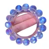 Pulsera de cuentas redondas transparentes de piedra lunar azul Natural para hombres y mujeres, pulsera elástica de 14mm, 13mm, 12mm, 10mm, moda de cristal rara AAAAAAA