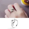 Genuine 925 Sterling Silver Smooth Surface Cute Animal Dolphin Adjustable Ring Fine Jewelry For Women Party Bijoux Gift L230704