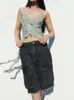 Spodnie damskie RR2745 Długość środkowej ładunki Bermuda Szorty Kobiety Dżins Summer Hems Capris Boczne Plaste Pockets Kolan