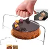 Cake Tools Wholesale Kitchen Diy Baking Accessories Double Line Slicer Home Straightener Cutting Adjustable Cakes Dh0894 Drop Delive Dh6Ih