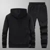 Survêtements pour hommes 2 pièces sweats à capuche pantalons ensemble vêtements de sport fourrure hommes hiver chaud costume décontracté polaire sweats