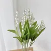 Fleurs décoratives 5 pièces belle cloche blanche pure orchidée en plastique Arrangement artificiel fournitures décor à la maison fausses plantes cadeaux de fête